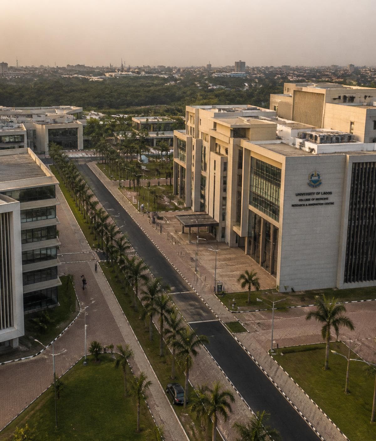 Aerial view of a university research campus in Lagos, Nigeria
